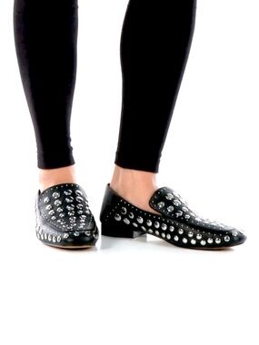 1. State Black Leather ‘Flintia’ Silver Studded Convertible Flats, Size 7.5